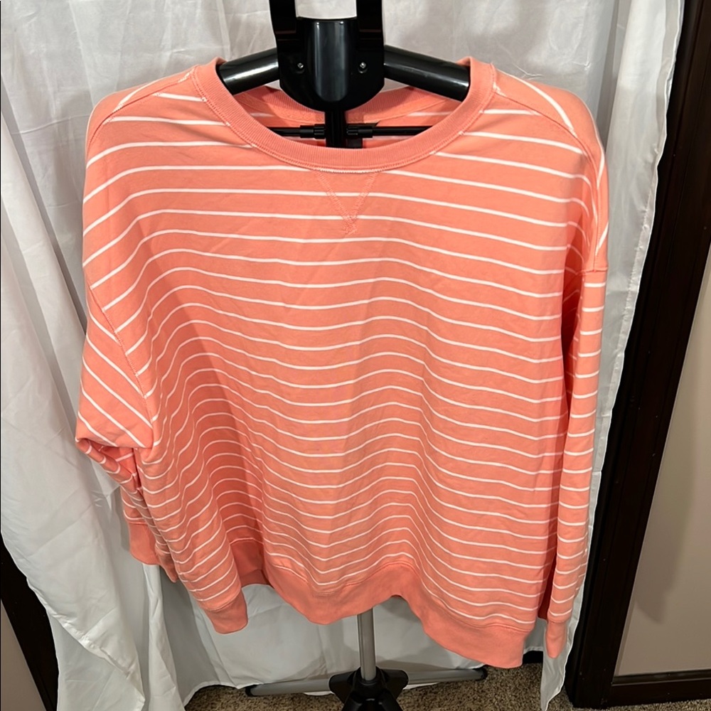 Eddie Bauer Coral Striped Sweatshirt
